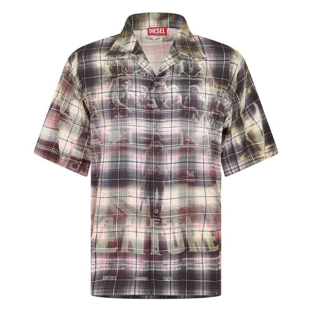 Diesel Mens S-Tilborg Graphic Collared Shirt / Black